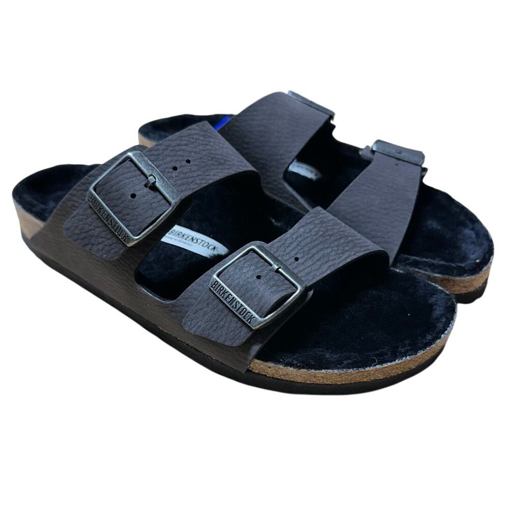 Birkenstock Arizona BS Shearling Desert Dust Black Narrow Size 41 New in Box